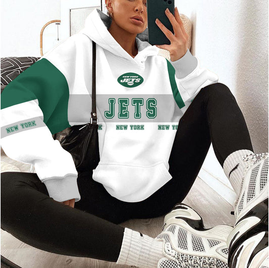 New York Jets Printed Hooded Pocket Pullover Hoodie AZBTPH000105