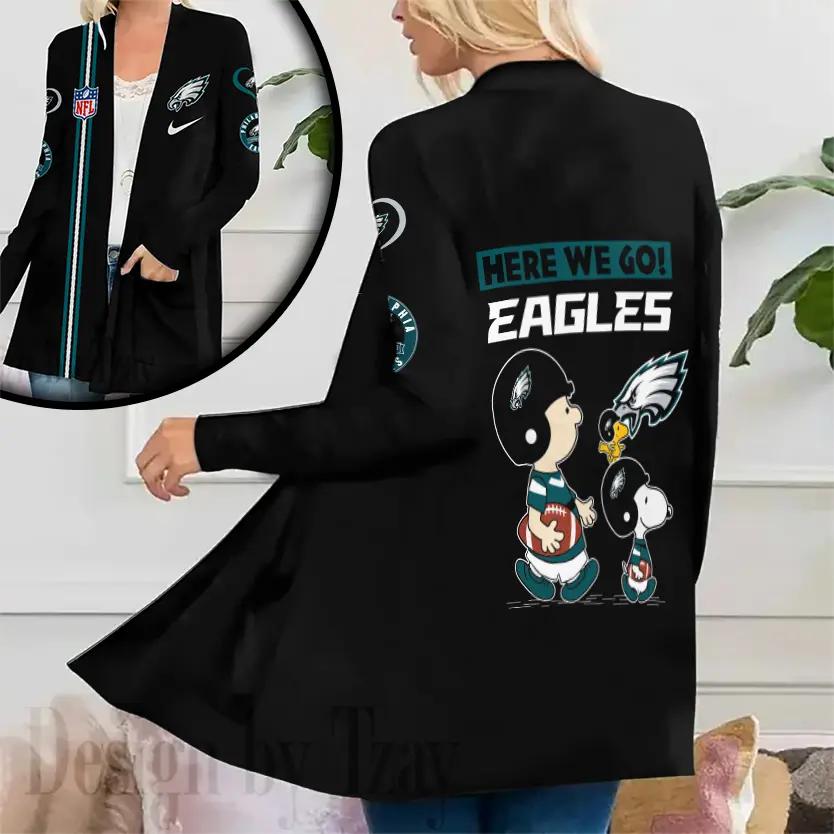 Philadelphia Eagles Women Patch Pocket Cardigan BT153