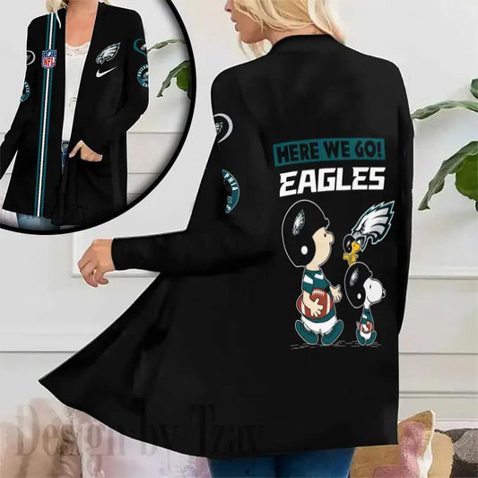 Philadelphia Eagles Women Patch Pocket Cardigan BT153
