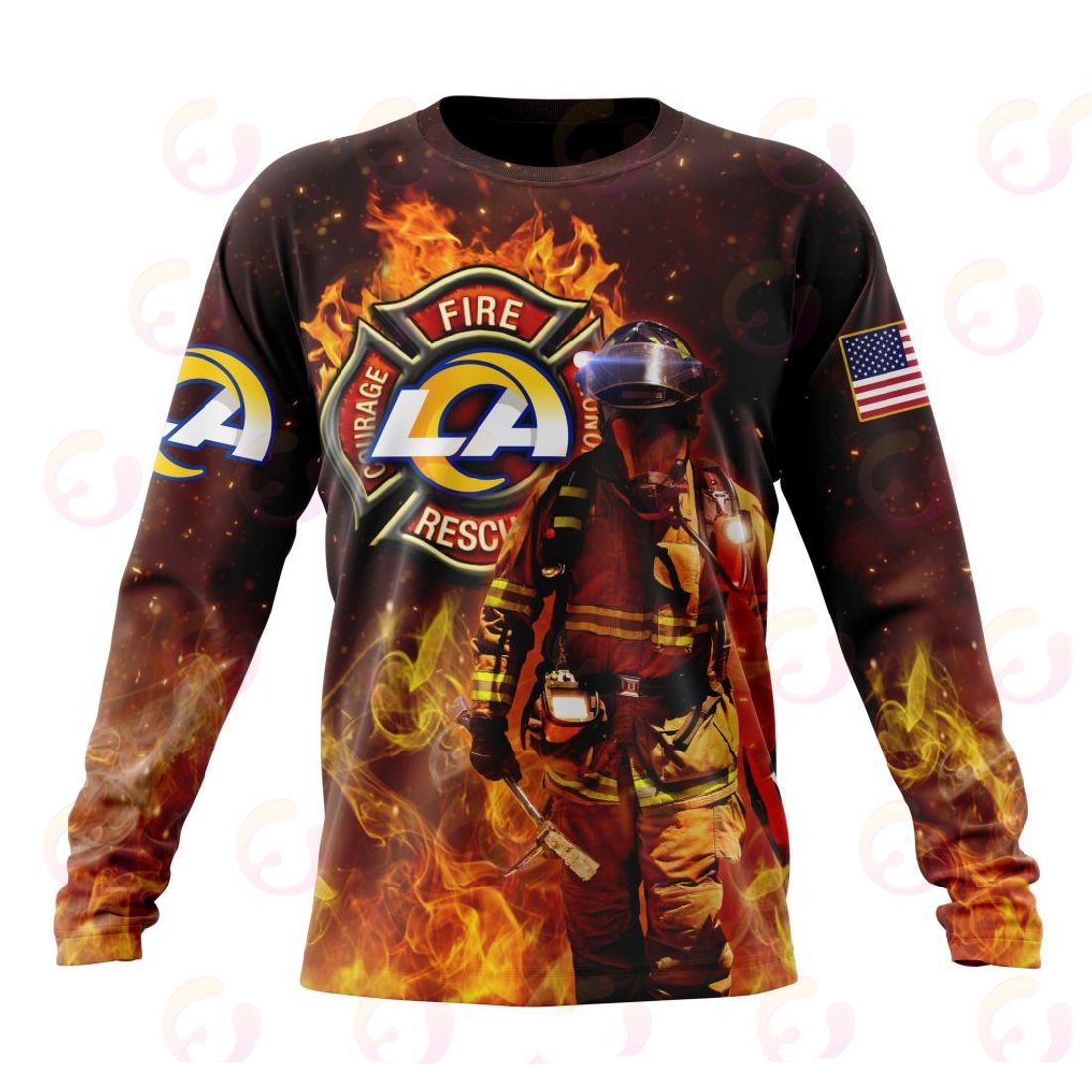 Los Angeles Rams Honor Firefighters – First Responders All Over Printed T-shirt Sweatshirt Hoodie AZCHD842