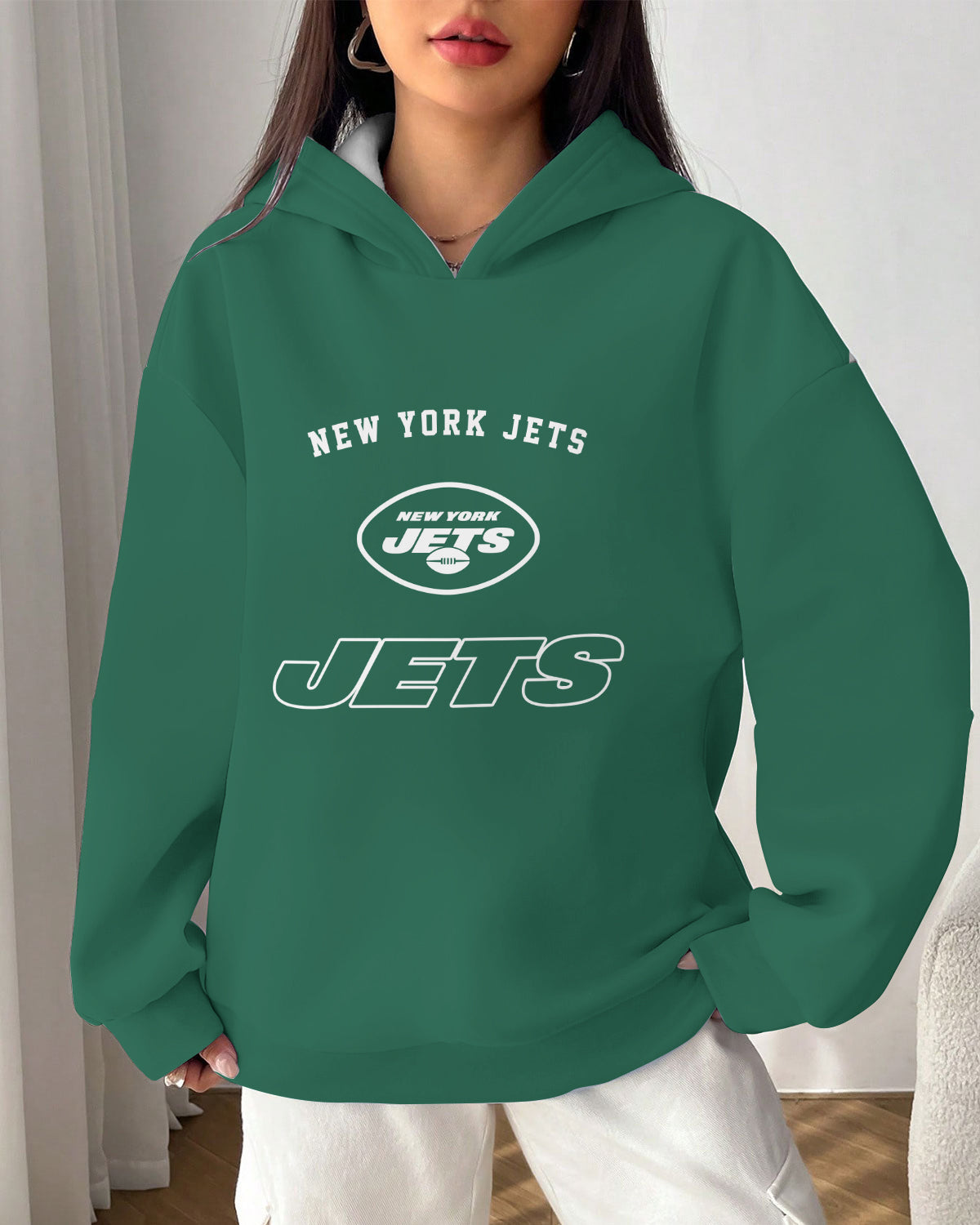New York Jets Printed Hooded Pocket Pullover Hoodie AZBTPH000072