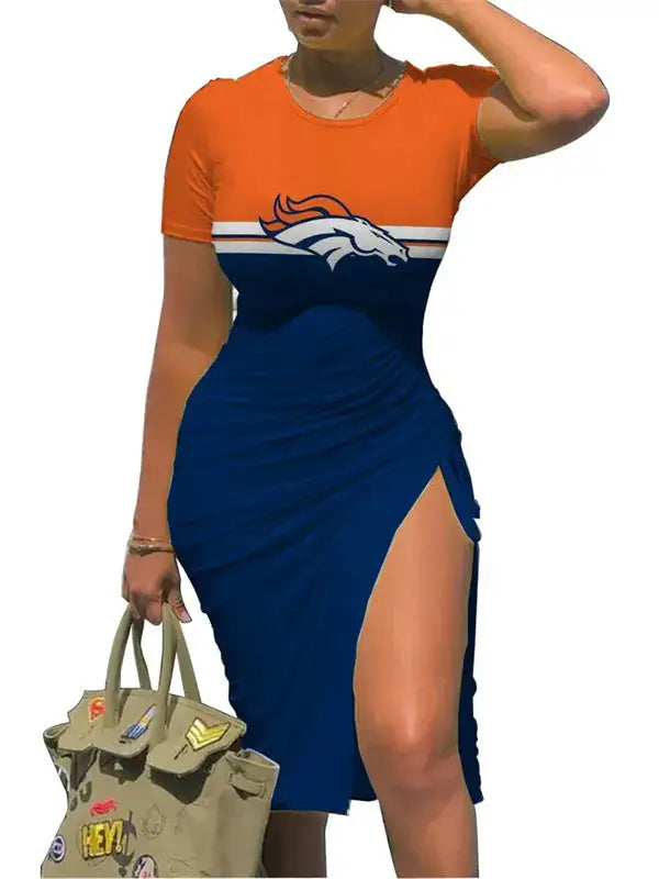 Denver Broncos Slit Bodycon Dress  AZBTSBD000013