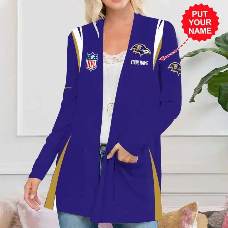 Baltimore Ravens Women Patch Pocket Cardigan BT012