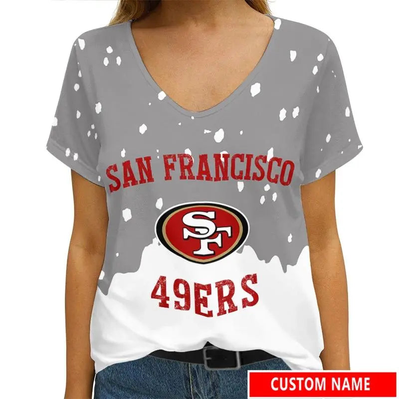San Francisco 49ers Personalized V-neck Women T-shirt AGCWTS613