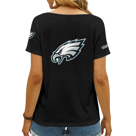 Philadelphia Eagles Personalized V-neck Women T-shirt AGC105