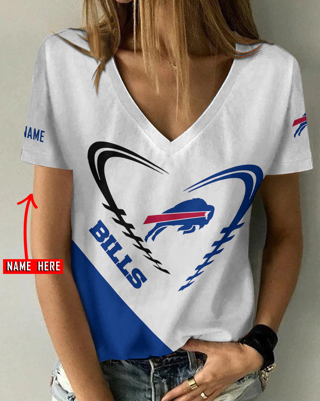 Buffalo Bills Personalized V-neck Women T-shirt AGC108