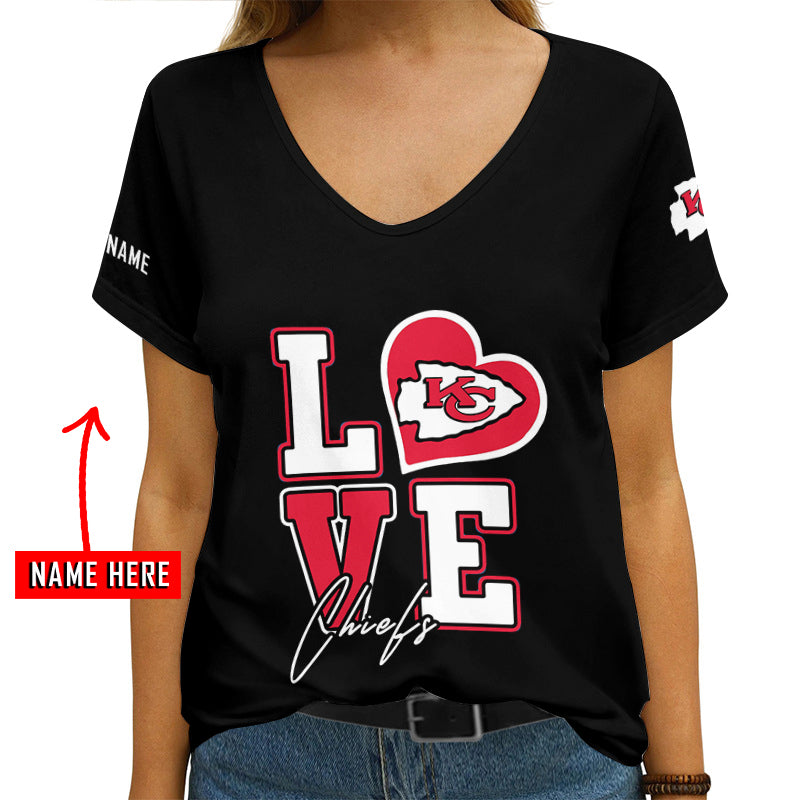 Kansas City Chiefs Personalized V-neck Women T-shirt AGC109