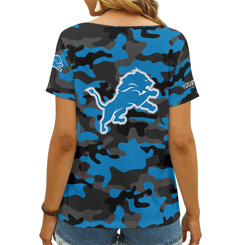 Detroit Lions Personalized V-neck Women T-shirt AGC111