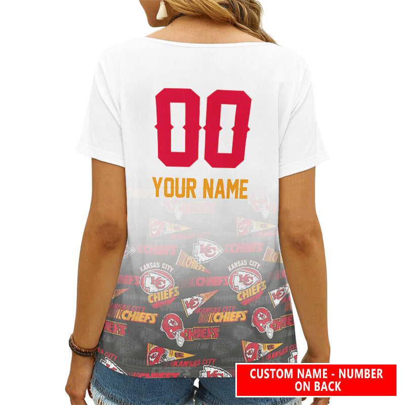 Kansas City Chiefs Personalized V-neck Women T-shirt AGC114