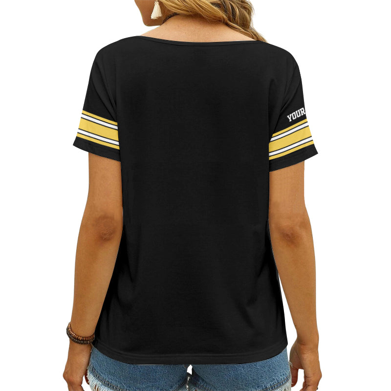Pittsburgh Steelers Personalized V-neck Women T-shirt AGC117