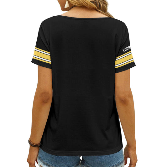 Pittsburgh Steelers Personalized V-neck Women T-shirt AGC117