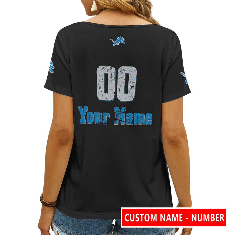 Detroit Lions Personalized V-neck Women T-shirt AGCWTS126