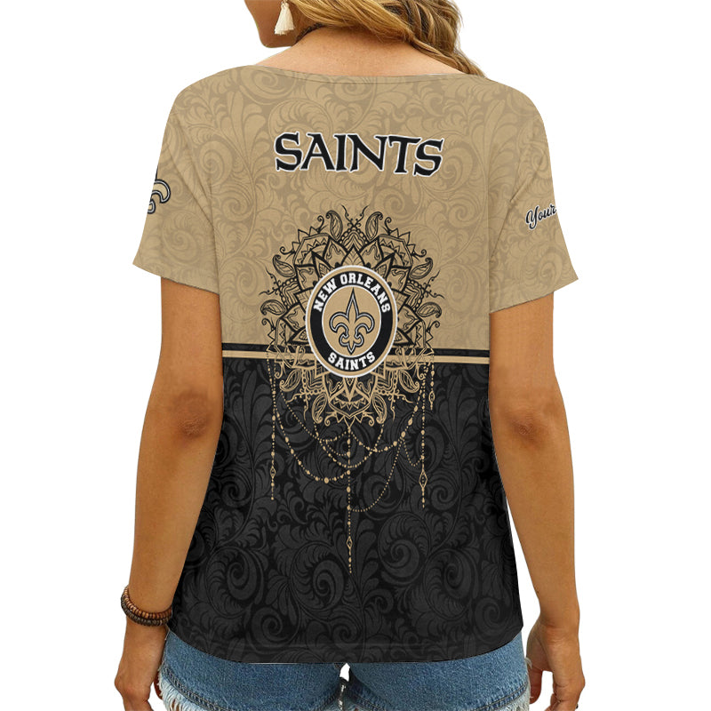 New Orleans Saints Personalized V-neck Women T-shirt AGCWTS137