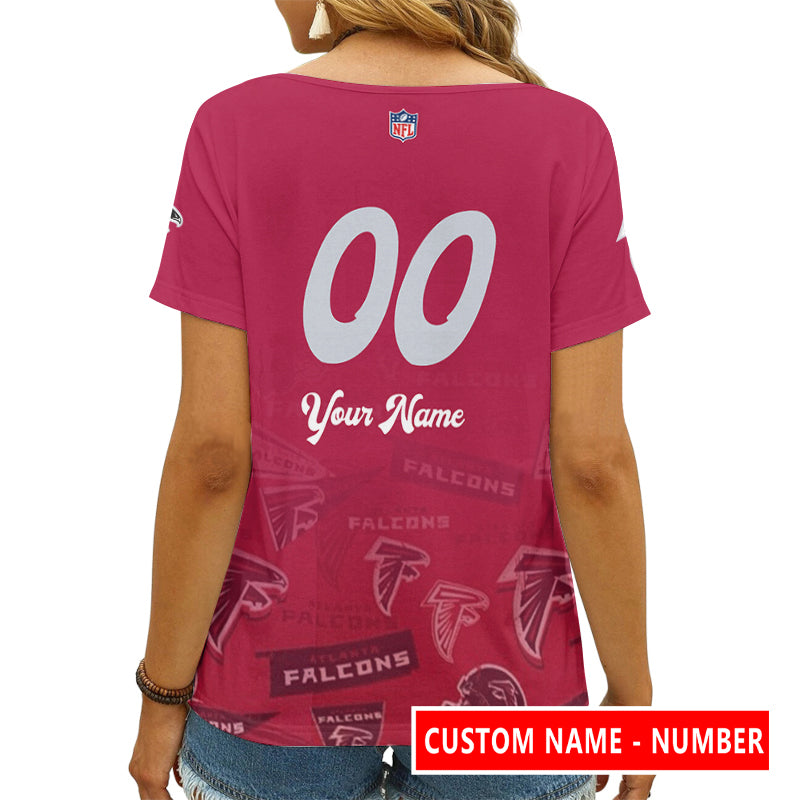 Atlanta Falcons Personalized V-neck Women T-shirt AGCWTS140