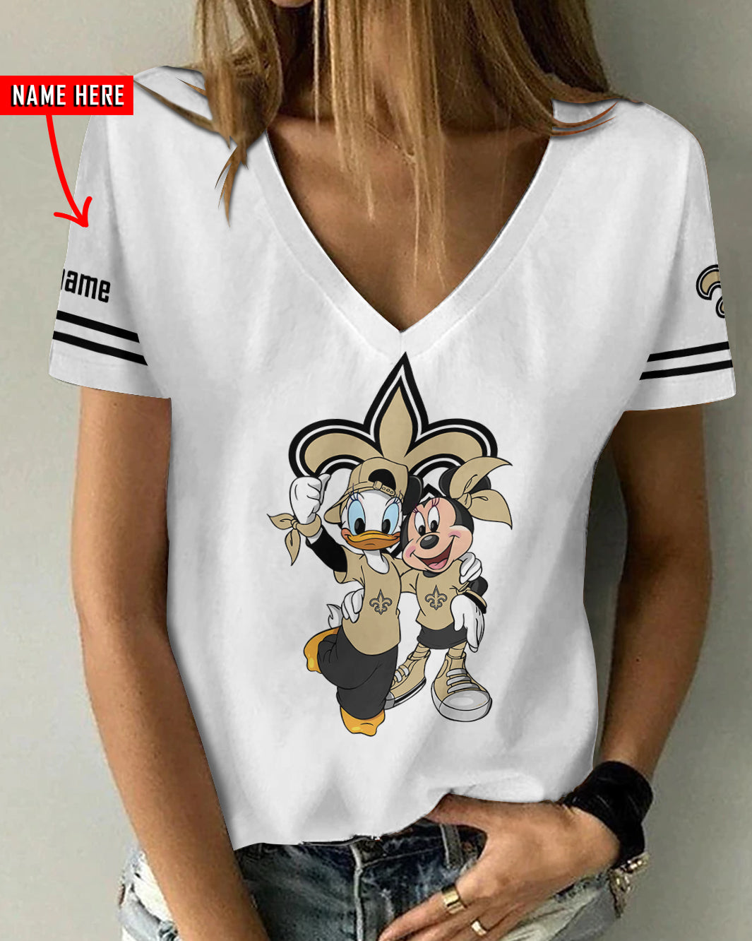 New Orleans Saints Personalized V-neck Women T-shirt AGCWTS207