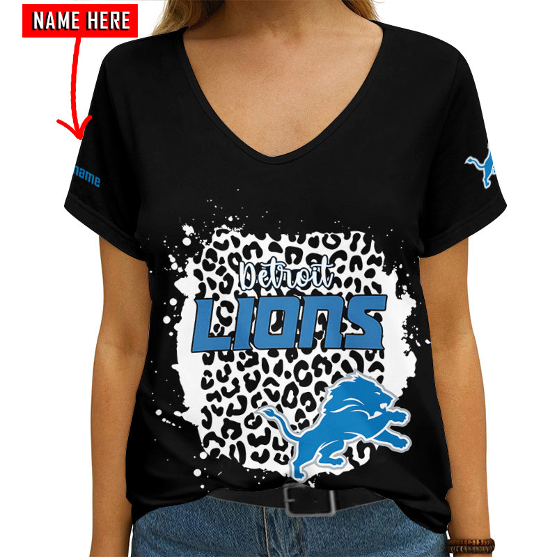 Detroit Lions Personalized V-neck Women T-shirt AGCWTS210