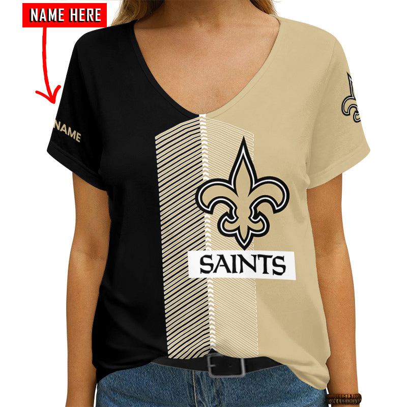 New Orleans Saints Personalized V-neck Women T-shirt AGCWTS219