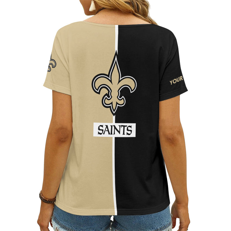New Orleans Saints Personalized V-neck Women T-shirt AGCWTS219