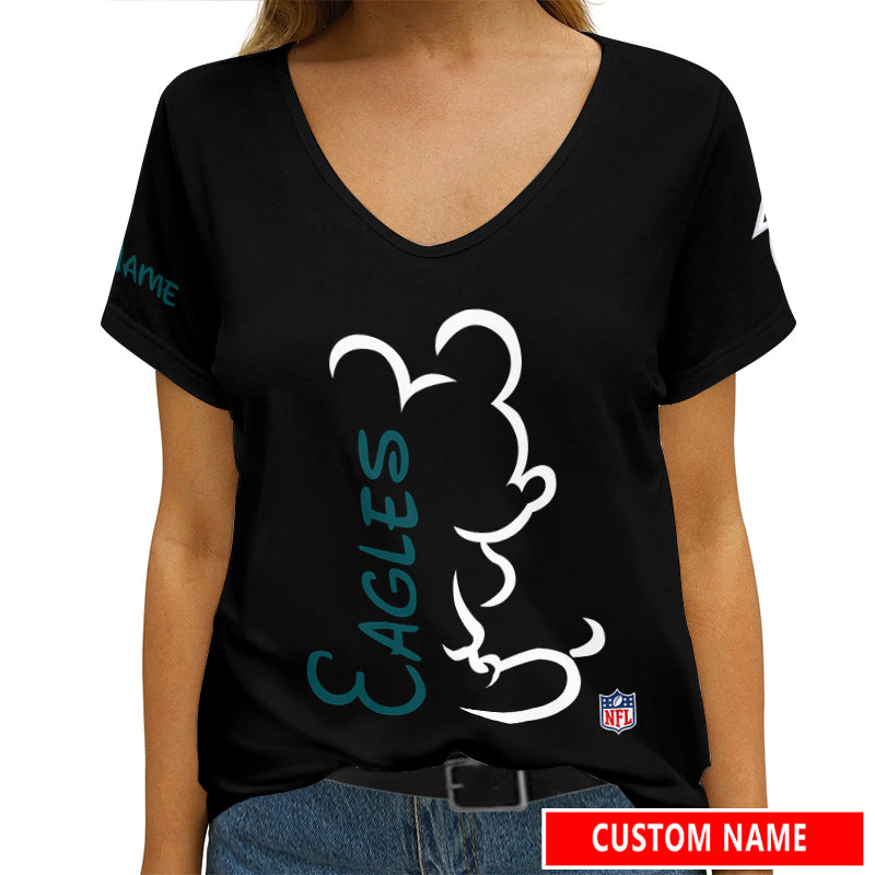 Philadelphia Eagles Personalized V-neck Women T-shirt AGCWTS223