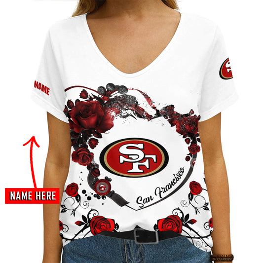 San Francisco 49ers Personalized V-neck Women T-shirt AGCWTS232