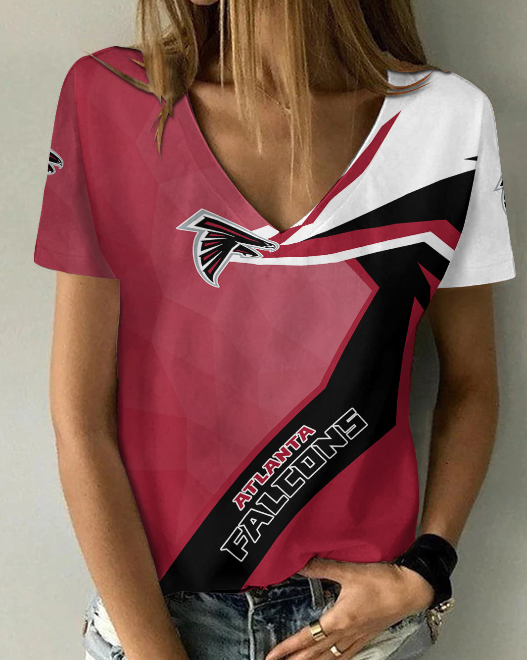 Atlanta Falcons V-neck Women T-shirt AGCWTS447