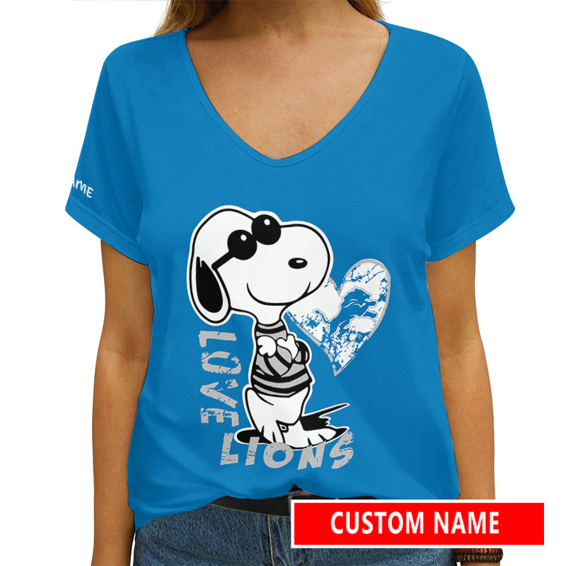 Detroit Lions Personalized V-neck Women T-shirt AGCWTS465