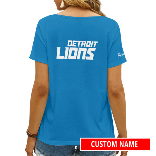 Detroit Lions Personalized V-neck Women T-shirt AGCWTS465