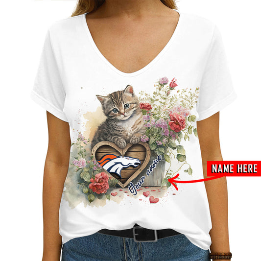Denver Broncos Personalized V-neck Women T-shirt AGCWTS579