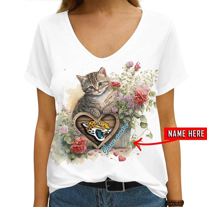 Jacksonville Jaguars Personalized V-neck Women T-shirt AGCWTS581