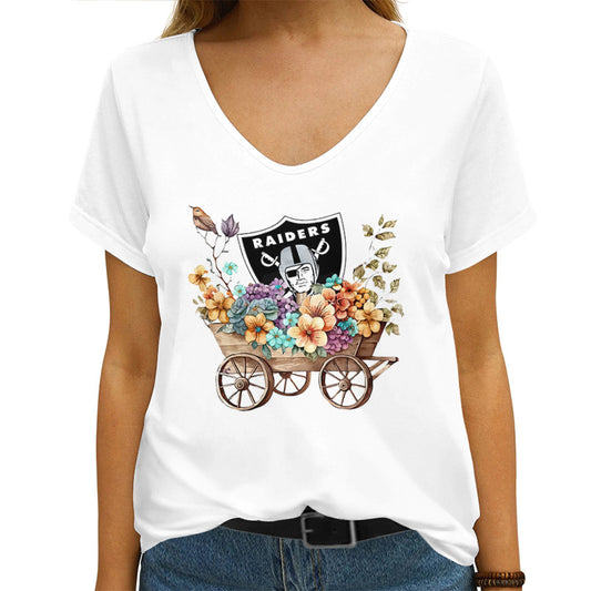 Las Vegas Raiders V-neck Women T-shirt AGCWTS587