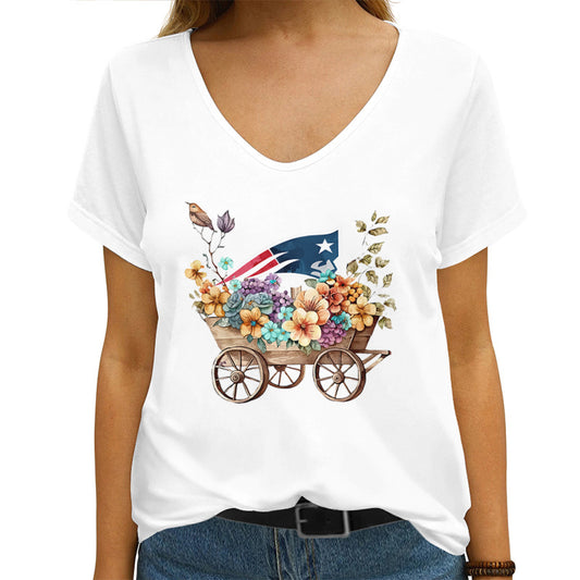 New England Patriots V-neck Women T-shirt AGCWTS588