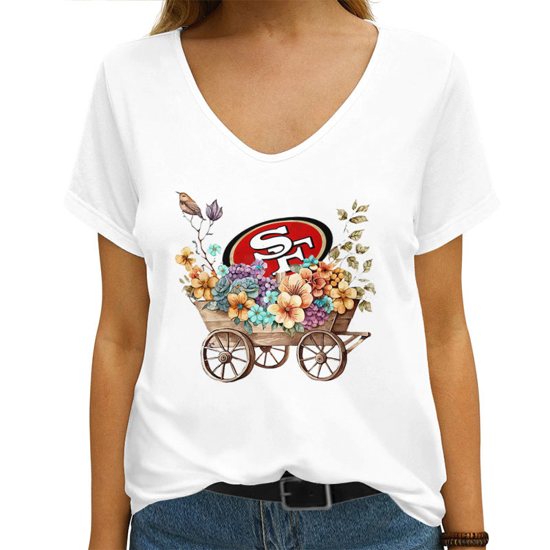 San Francisco 49ers V-neck Women T-shirt AGCWTS589