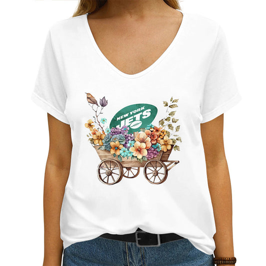 New York Jets V-neck Women T-shirt AGCWTS590
