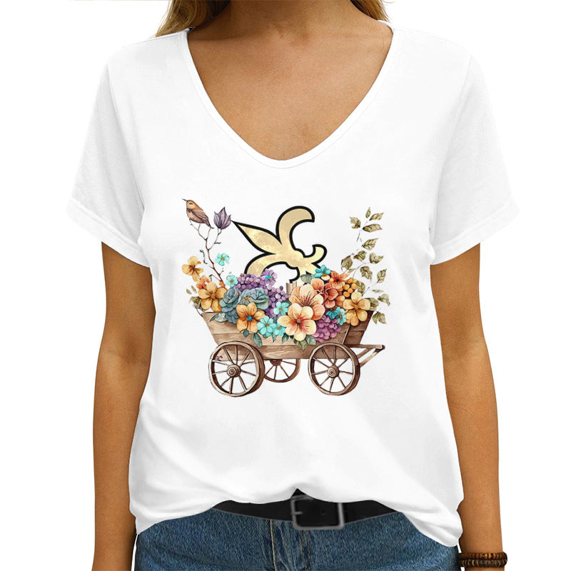 New Orleans Saints V-neck Women T-shirt AGCWTS591