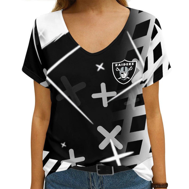 Las Vegas Raiders V-neck Women T-shirt AGCWTS593