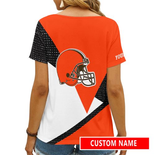 Cleveland Browns Personalized V-neck Women T-shirt AGCWTS602