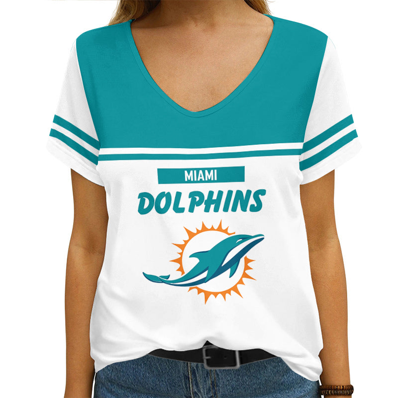 Miami Dolphins V-neck Women T-shirt AGCWTS636