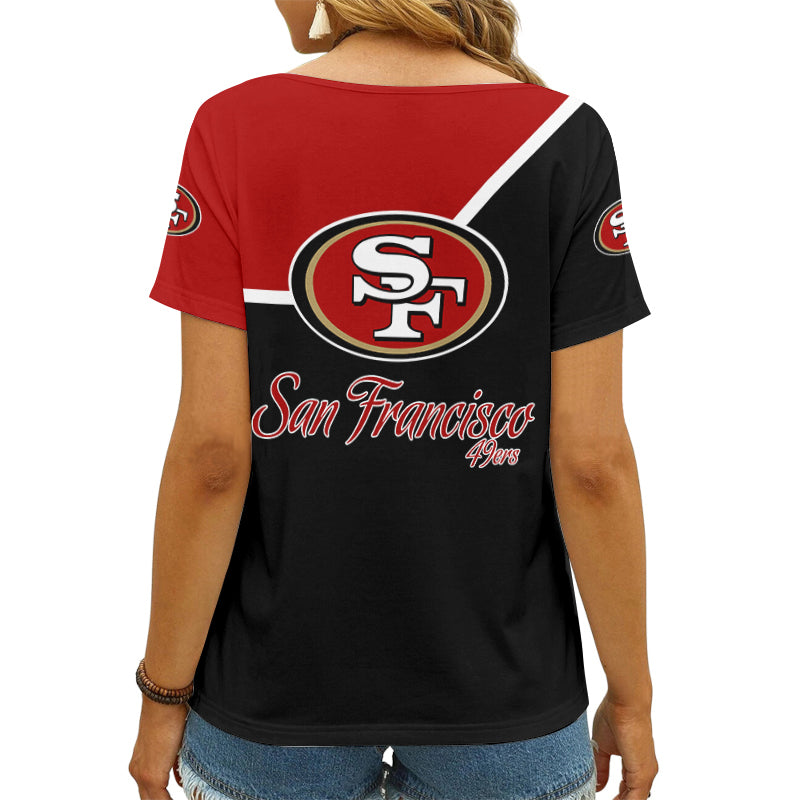 San Francisco 49ers Summer Women V Neck T-Shirt Custom Design AGCWTS712