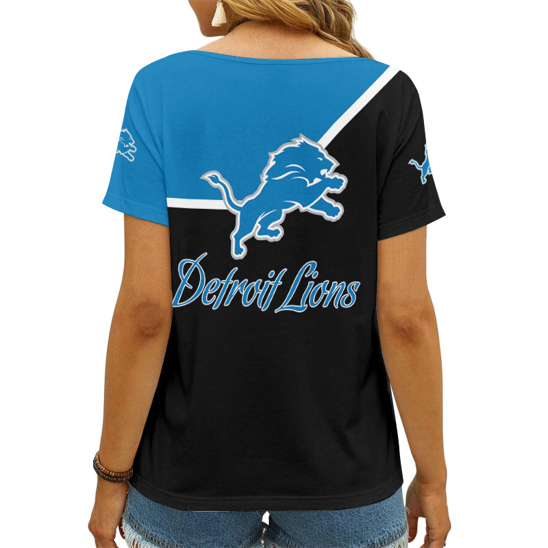 Detroit Lions Summer Women V Neck T-Shirt Custom Design AGCWTS714