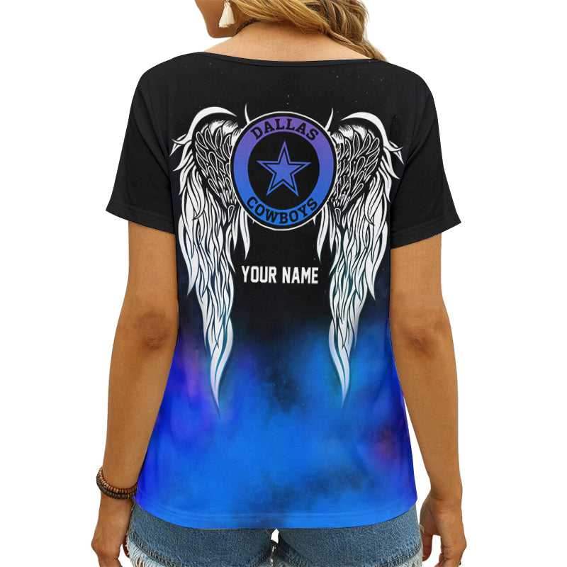 Dallas Cowboys Summer Women V Neck T-Shirt Custom Design AGCWTS717