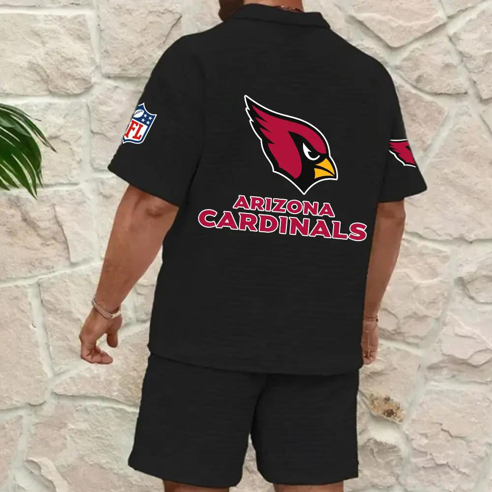 Arizona Cardinals Men’s Waffle Pattern Half Zipper Shirt And Shorts AZBT2DWSS000003