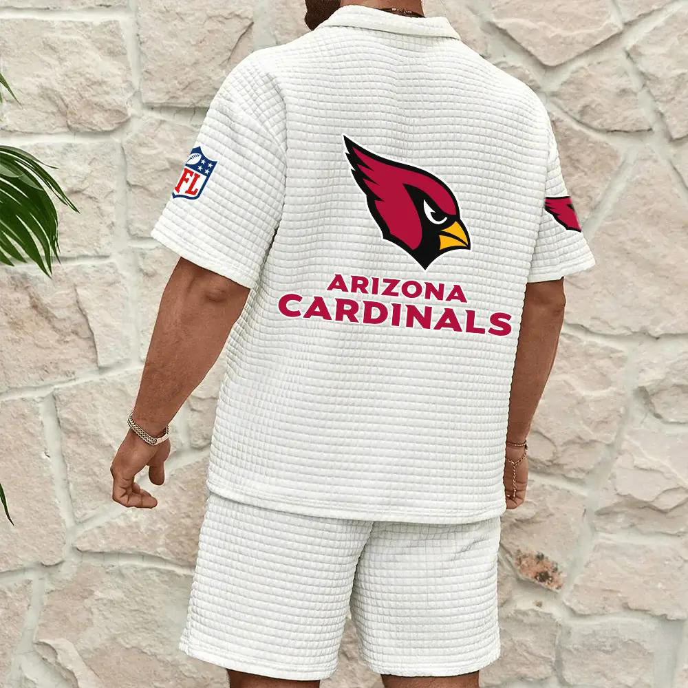 Arizona Cardinals Men’s Waffle Pattern Half Zipper Shirt And Shorts AZBT2DWSS000003
