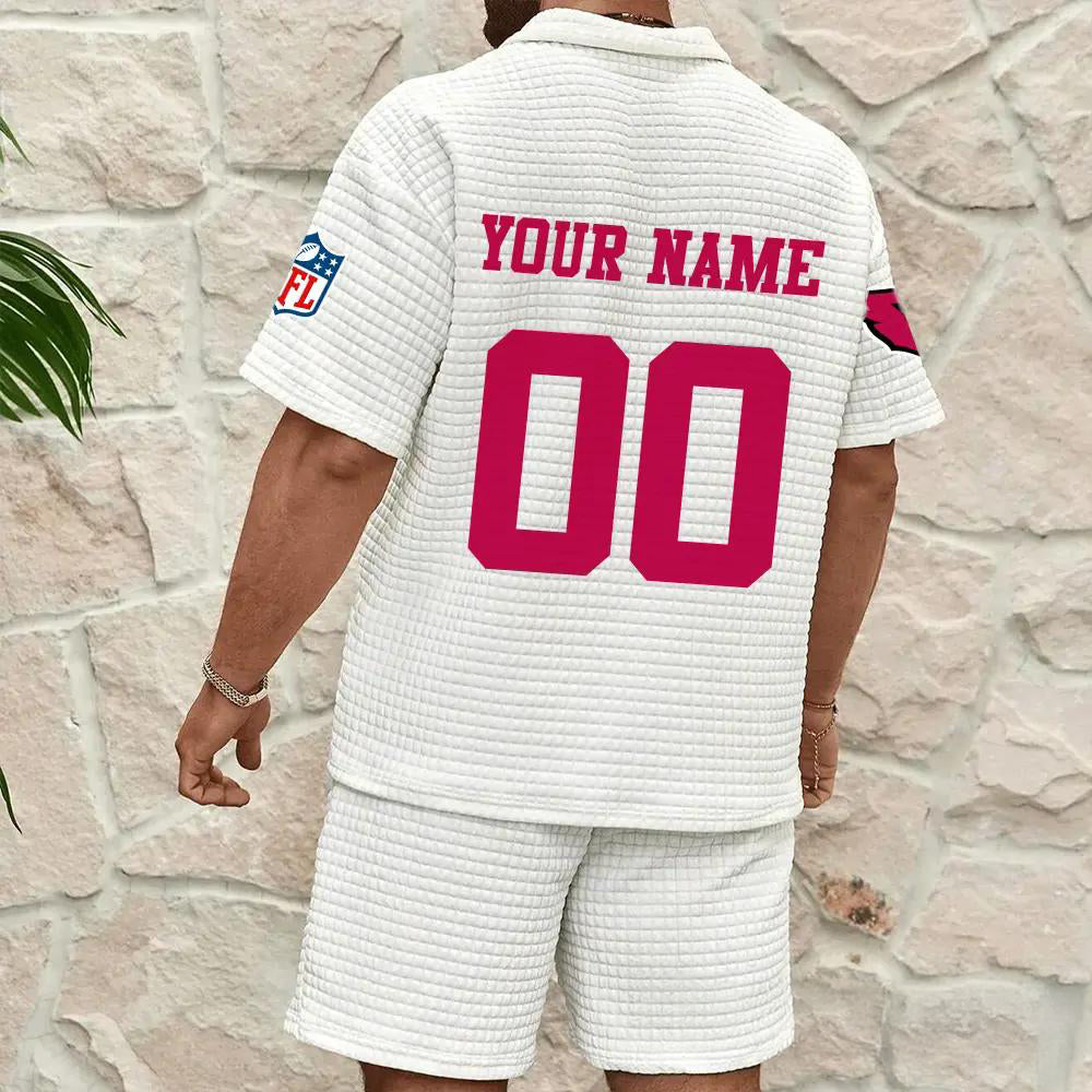 Arizona Cardinals Men’s Waffle Pattern Half Zipper Shirt And Shorts AZBT2DWSS000004