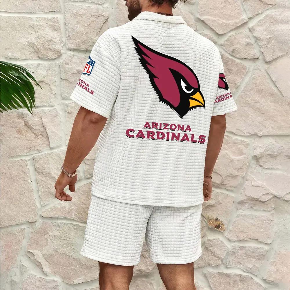 Arizona Cardinals Men’s Waffle Pattern Half Zipper Shirt And Shorts AZBT2DWSS000005