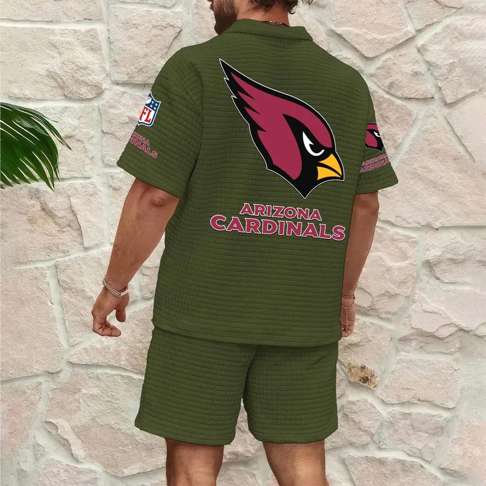 Arizona Cardinals Men’s Waffle Pattern Half Zipper Shirt And Shorts AZBT2DWSS000005