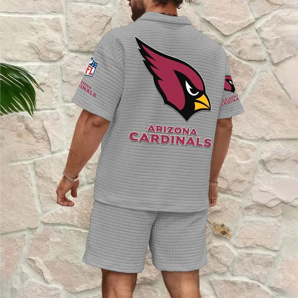 Arizona Cardinals Men’s Waffle Pattern Half Zipper Shirt And Shorts AZBT2DWSS000005