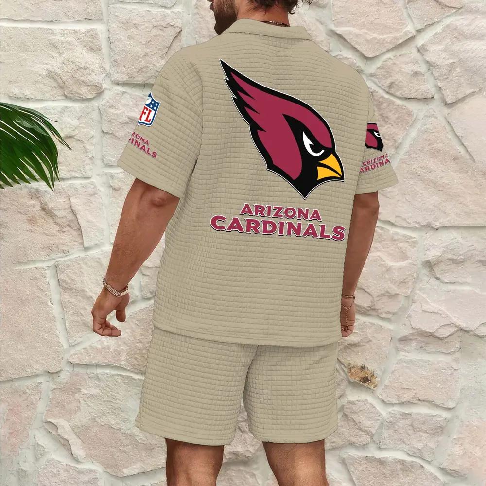 Arizona Cardinals Men’s Waffle Pattern Half Zipper Shirt And Shorts AZBT2DWSS000005