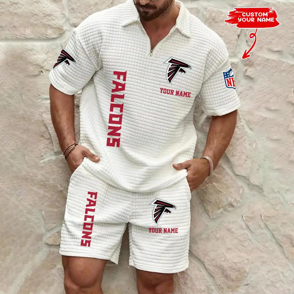 Atlanta Falcons Men’s Waffle Pattern Half Zipper Shirt And Shorts AZBT2DWSS000008