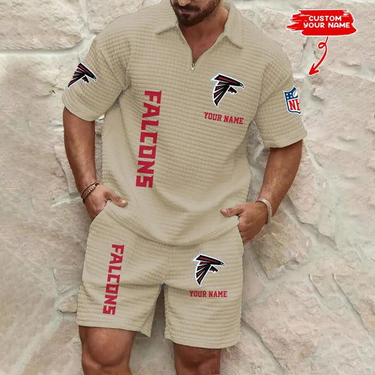 Atlanta Falcons Men’s Waffle Pattern Half Zipper Shirt And Shorts AZBT2DWSS000008
