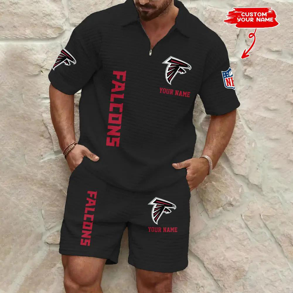 Atlanta Falcons Men’s Waffle Pattern Half Zipper Shirt And Shorts AZBT2DWSS000008
